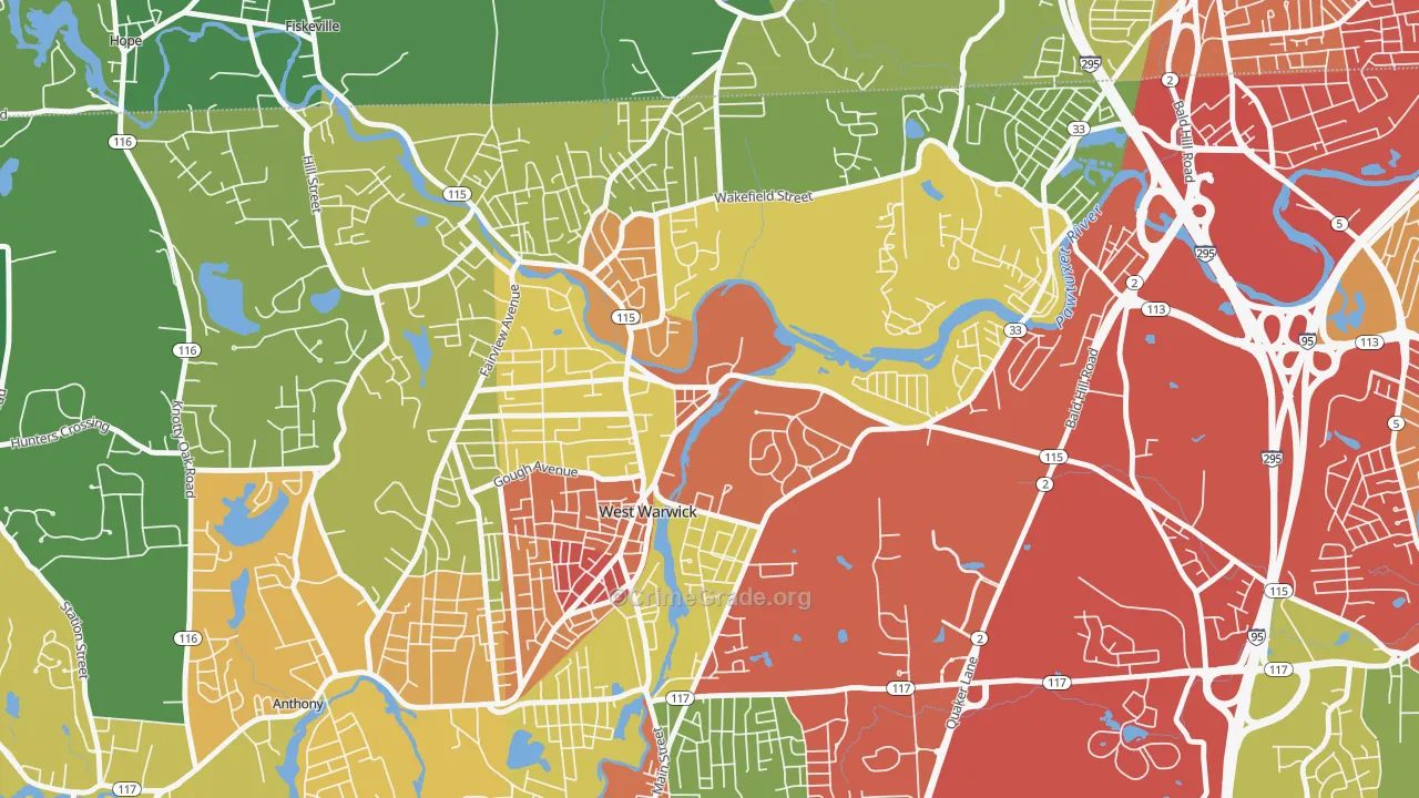 River Point, West Warwick, RI Map of Drug-Related Crime Rates