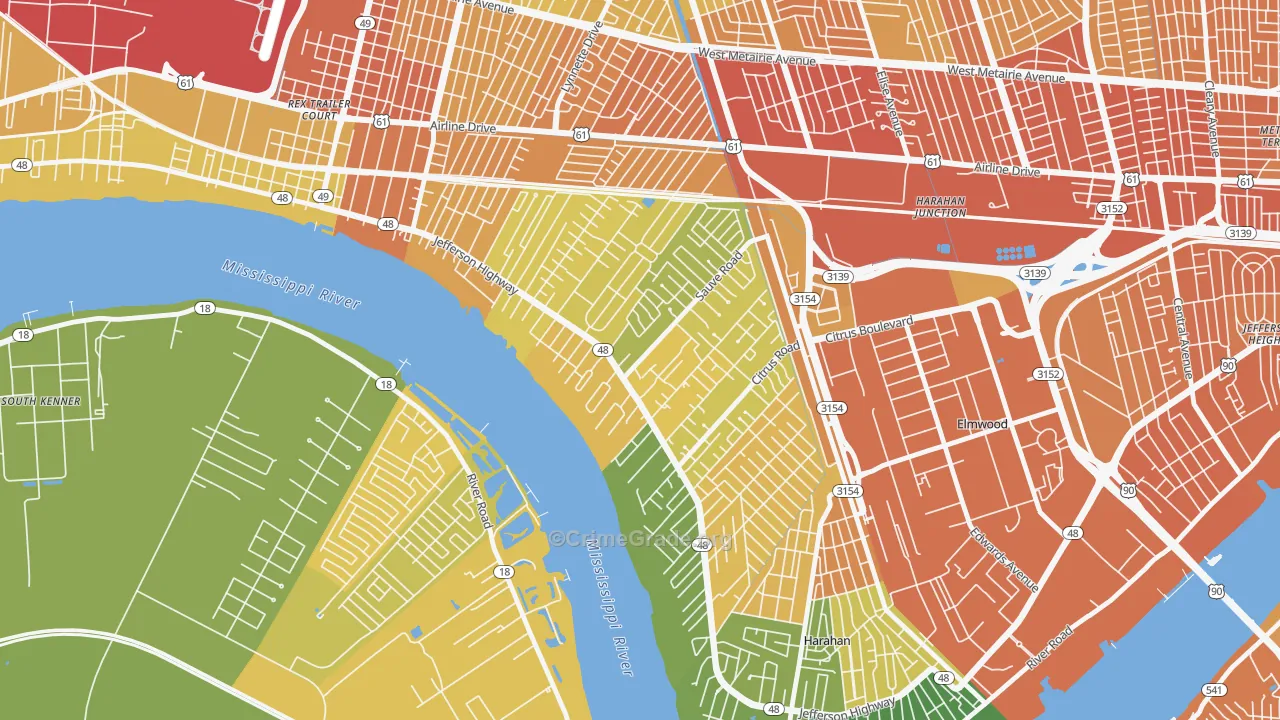 River Ridge, LA Map of Drug-Related Crime Rates