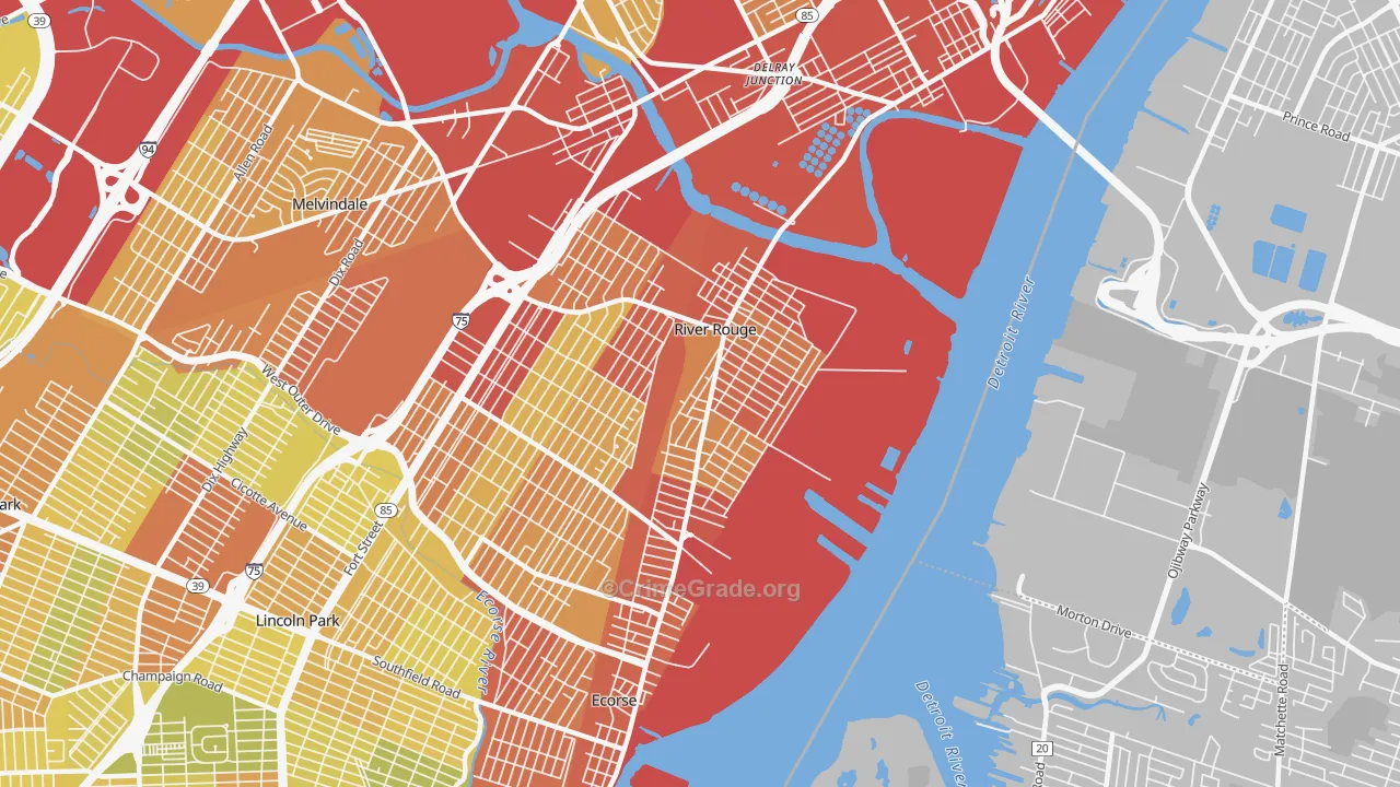 River Rouge, MI Map of Drug-Related Crime Rates