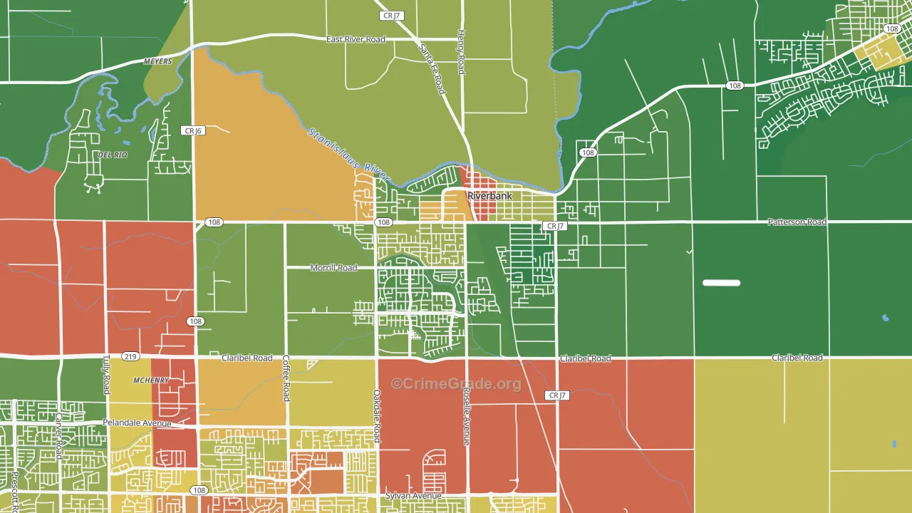 Riverbank, CA Map of Drug-Related Crime Rates