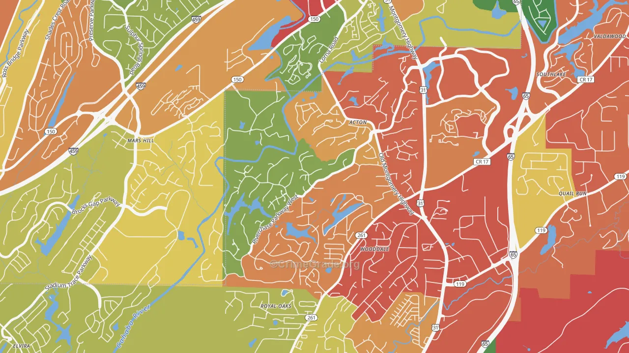 Riverchase Country Club, Hoover, AL Map of Drug-Related Crime Rates