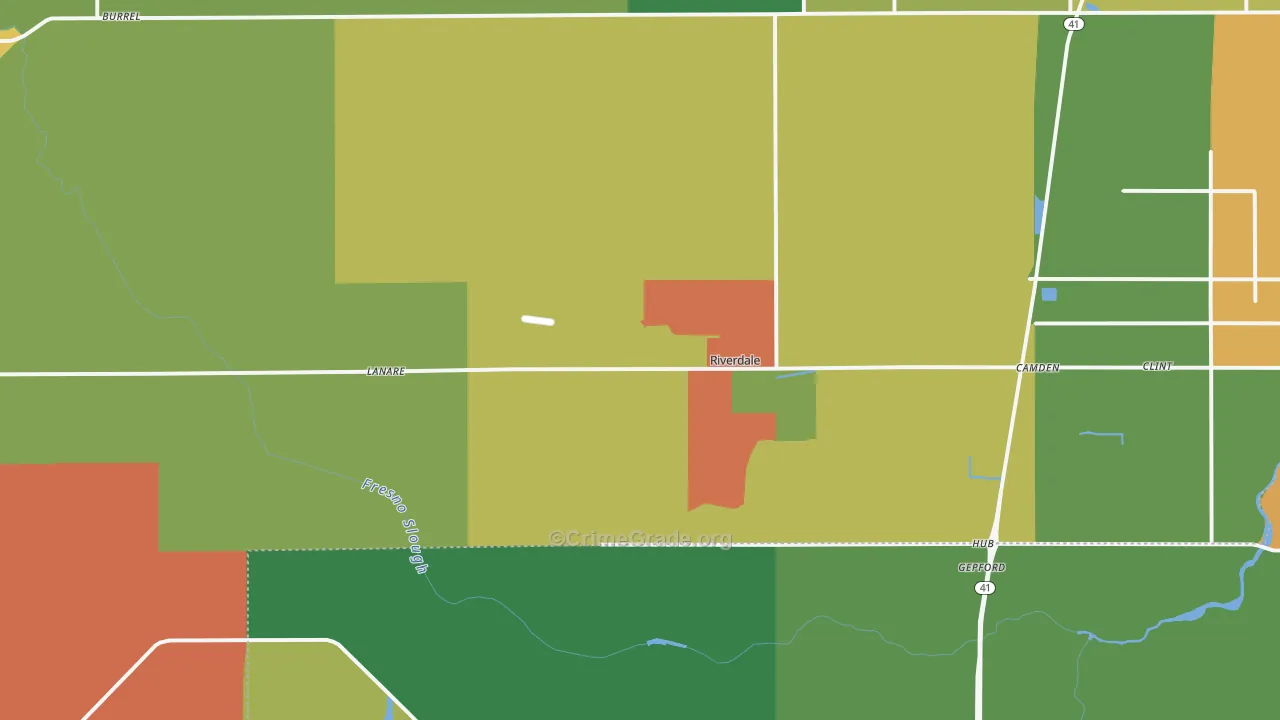 Riverdale, CA Map of Drug-Related Crime Rates