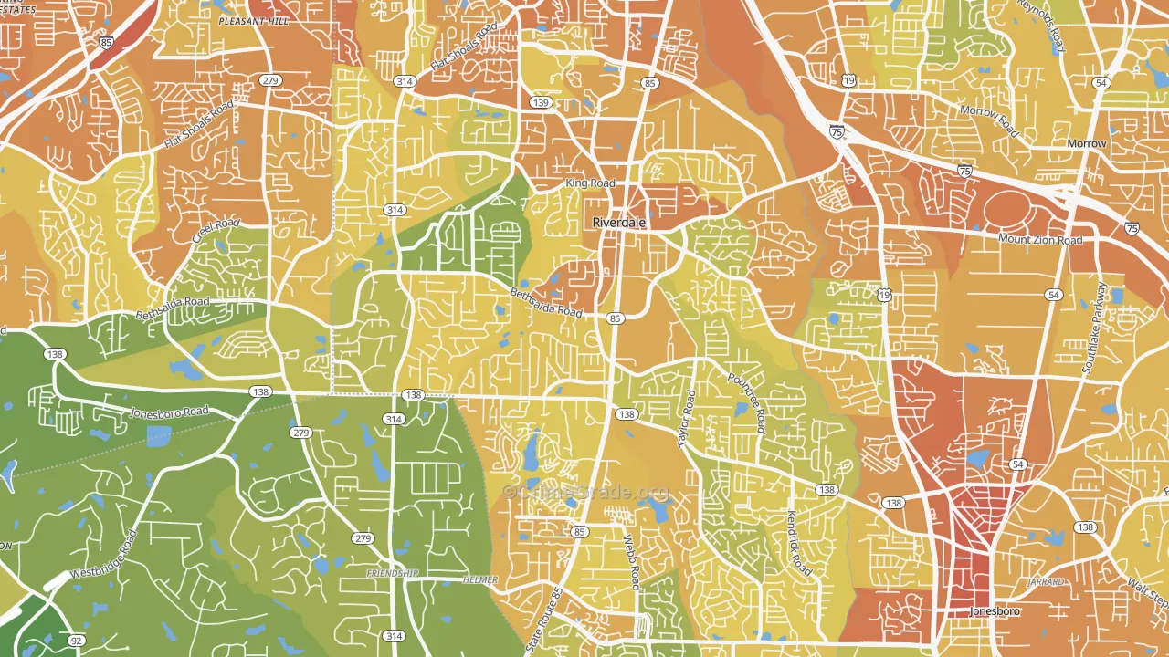 Riverdale, GA Map of Drug-Related Crime Rates