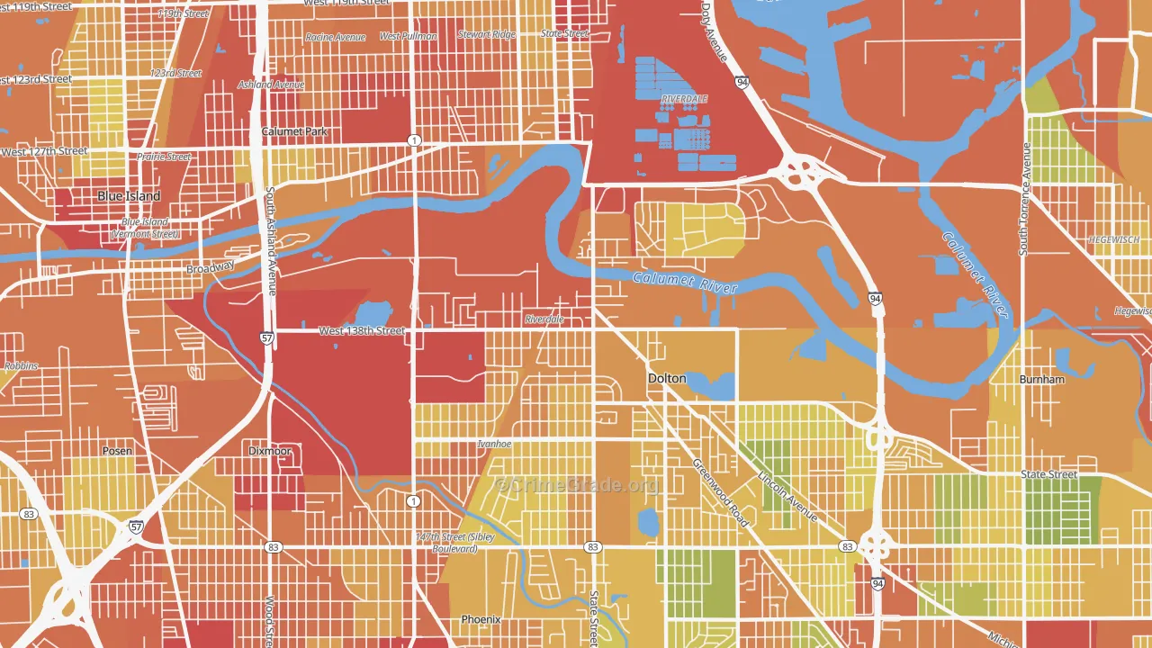 Riverdale, IL Map of Drug-Related Crime Rates