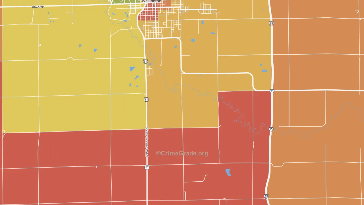 Riverdale, KS Map of Drug-Related Crime Rates