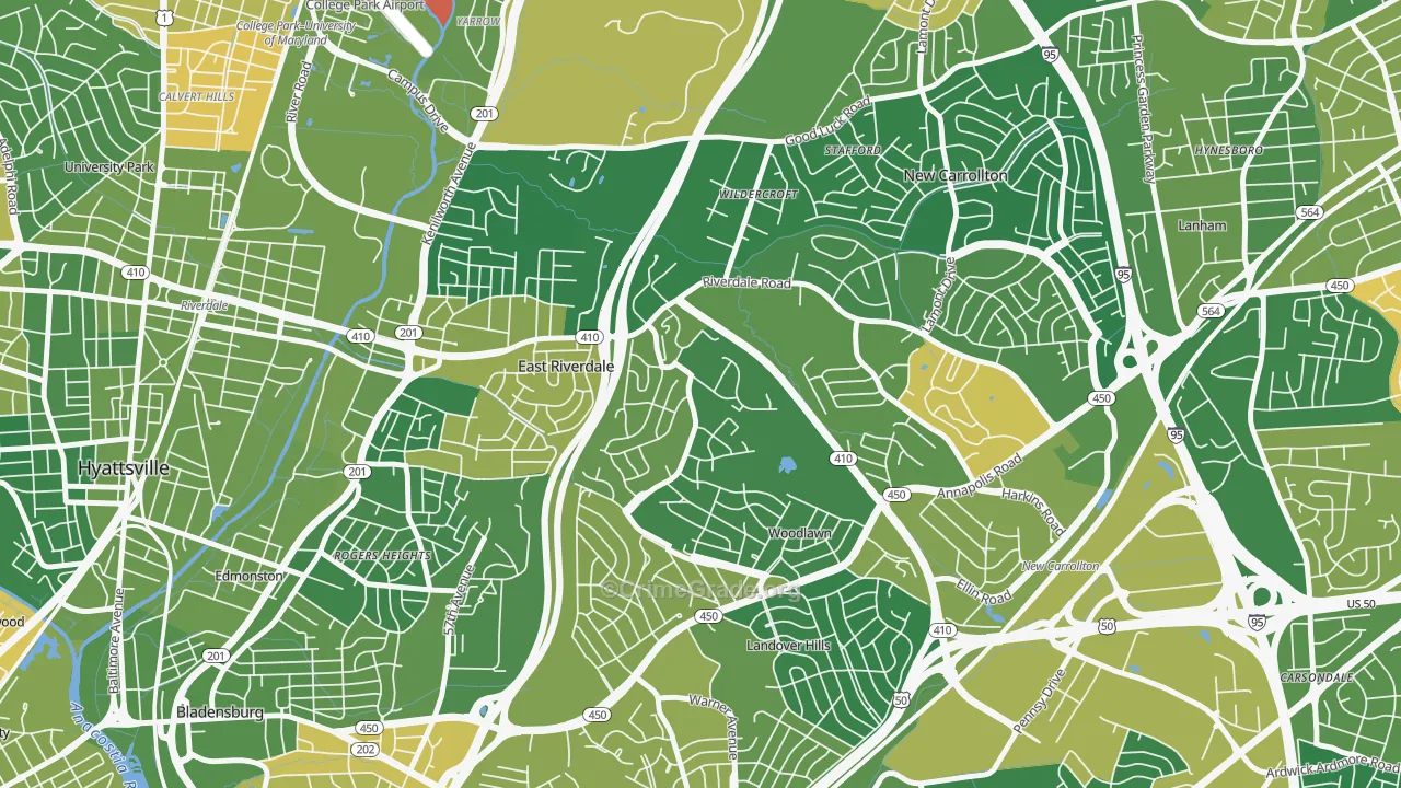 Riverdale, MD Map of Drug-Related Crime Rates