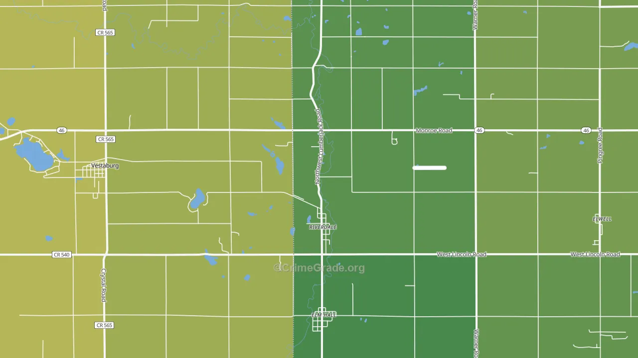 Riverdale, MI Map of Drug-Related Crime Rates
