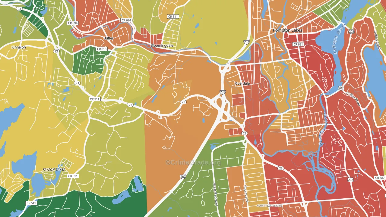 Riverdale, NJ Map of Drug-Related Crime Rates