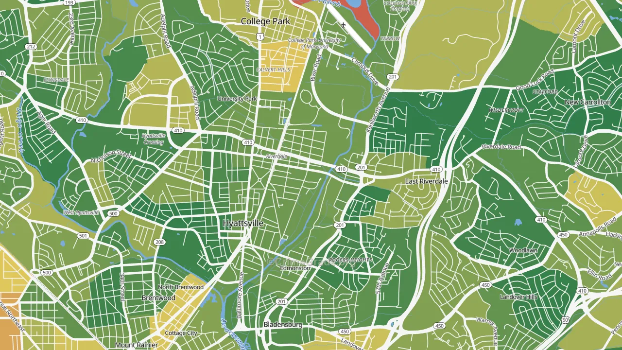 Riverdale Park, MD Map of Drug-Related Crime Rates