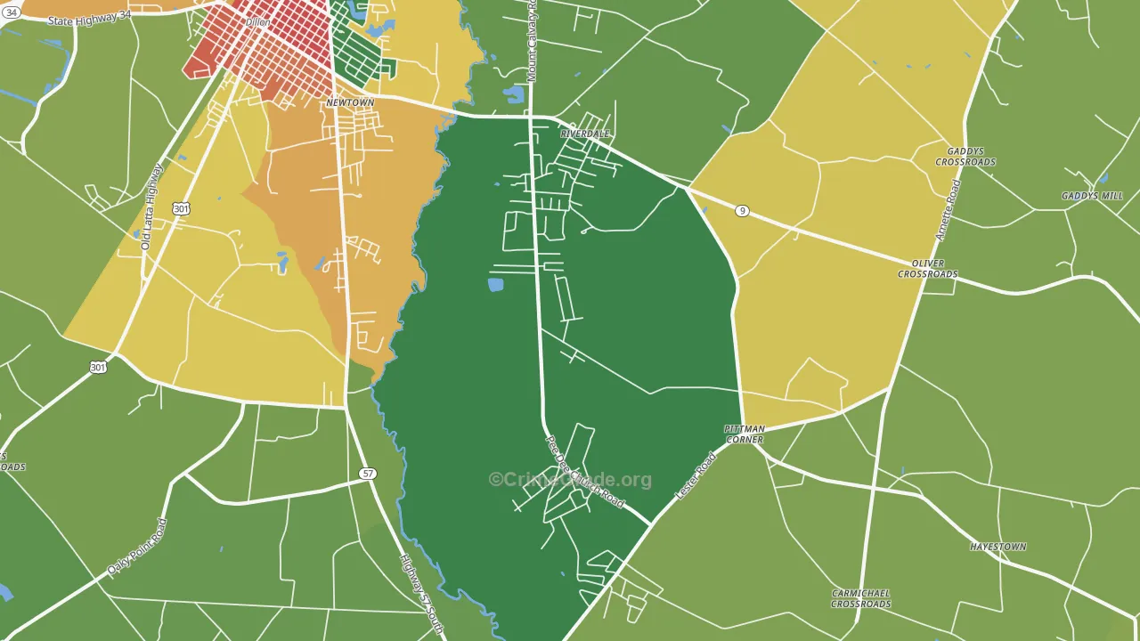 Riverdale, SC Map of Drug-Related Crime Rates