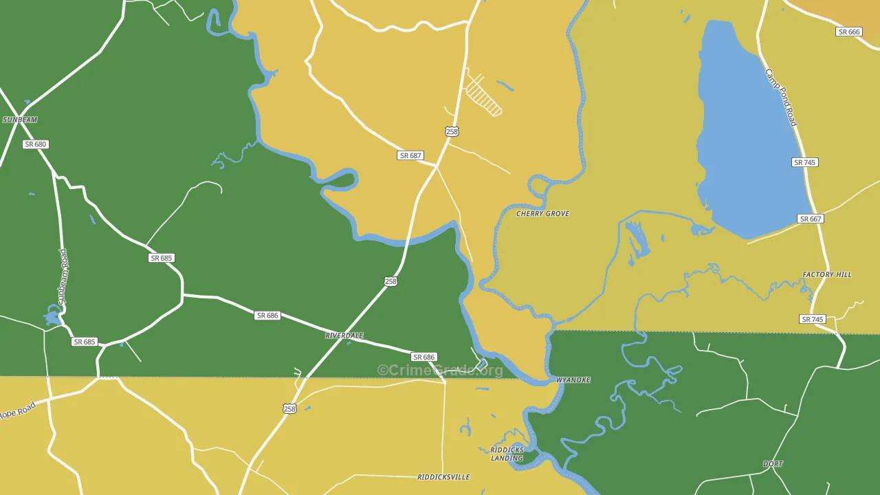 Riverdale, VA Map of Drug-Related Crime Rates