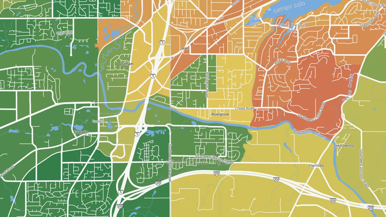 Rivergrove, OR Map of Drug-Related Crime Rates