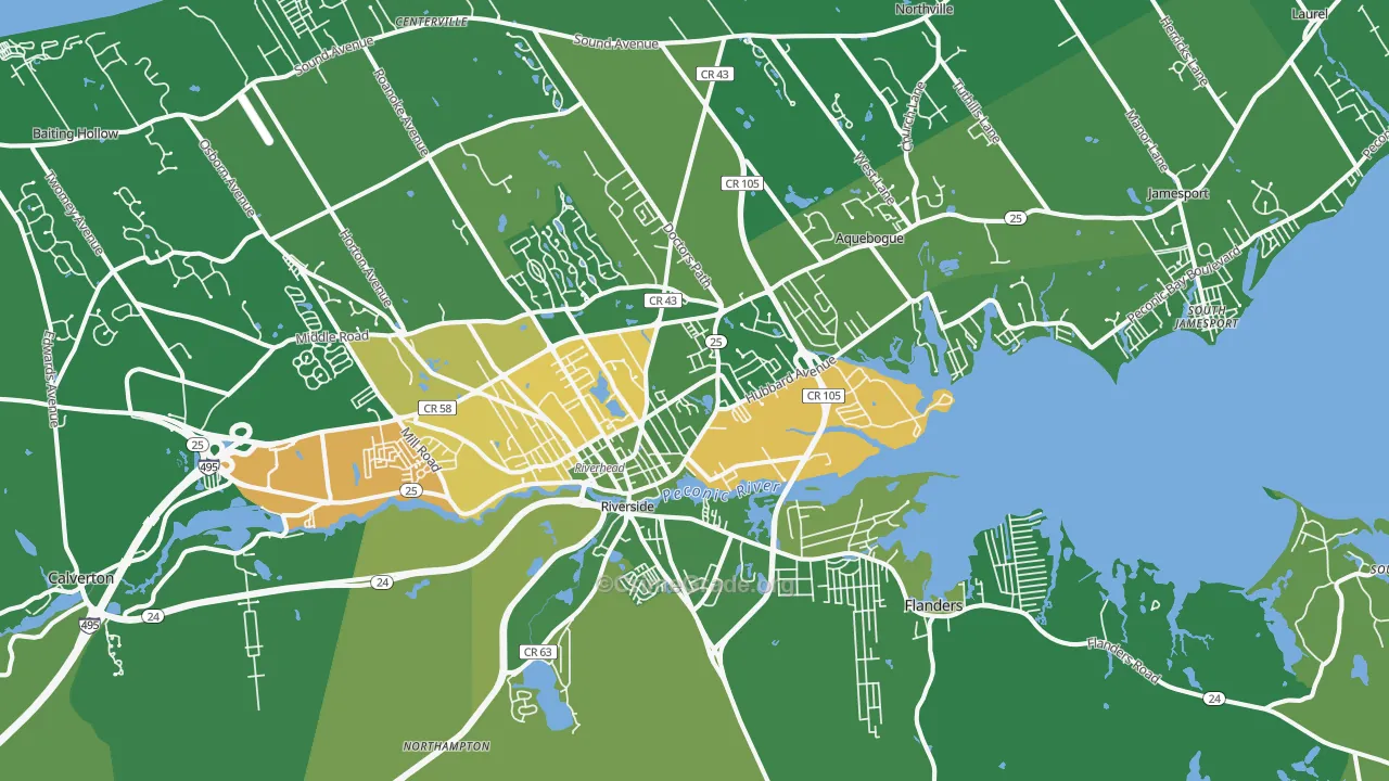 Riverhead, NY Map of Drug-Related Crime Rates