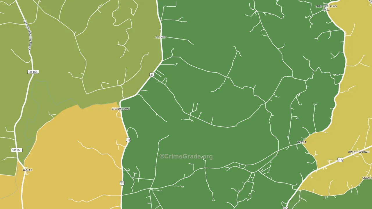 Riversburg, TN Map of Drug-Related Crime Rates