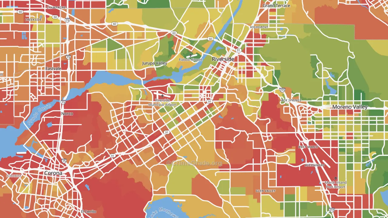 Riverside, CA Map of Drug-Related Crime Rates