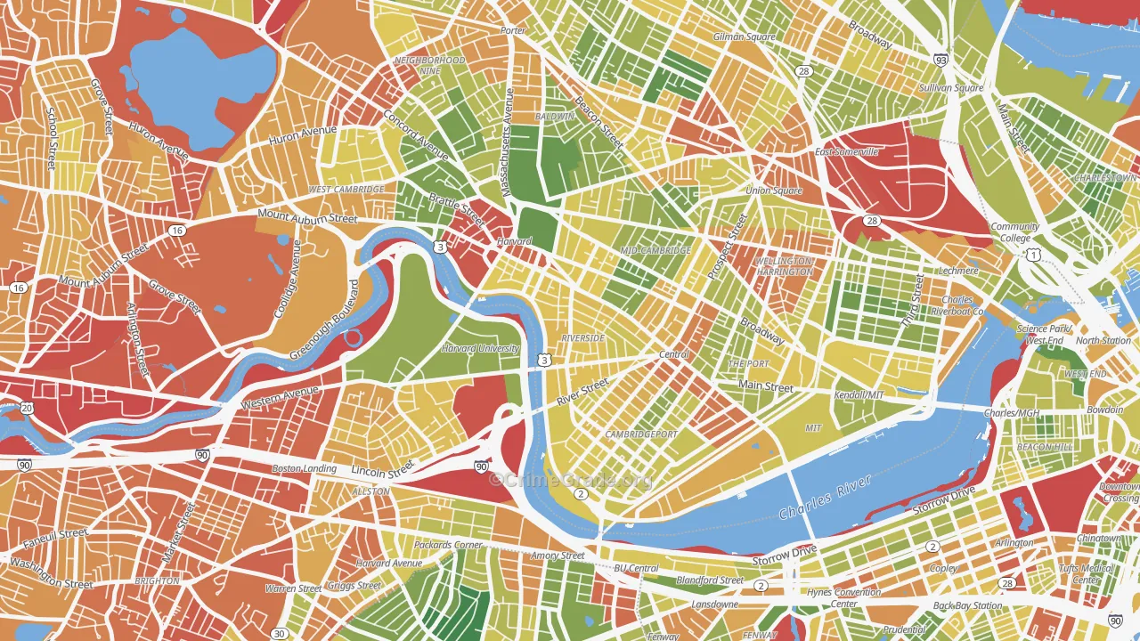 Riverside, Cambridge, MA Map of Drug-Related Crime Rates