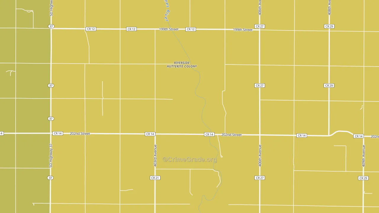 Riverside Colony, SD Map of Drug-Related Crime Rates