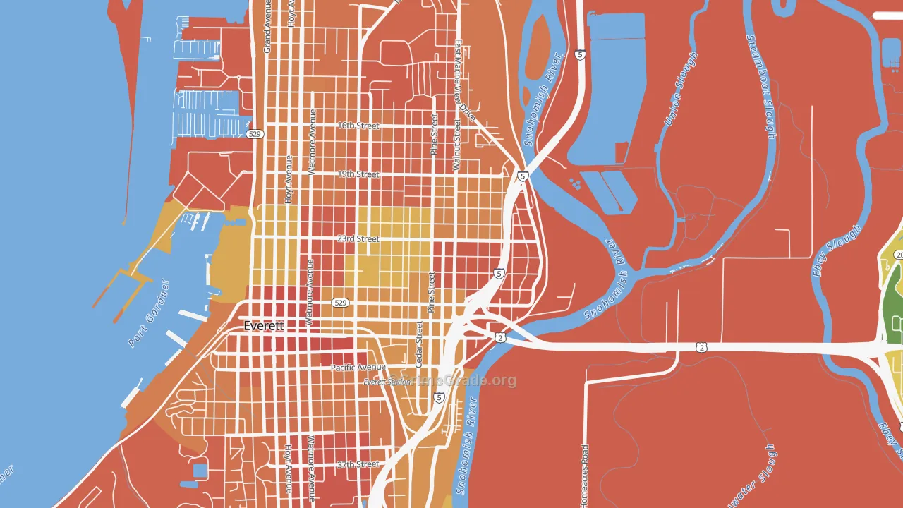 Riverside-Everett, Everett, WA Map of Drug-Related Crime Rates