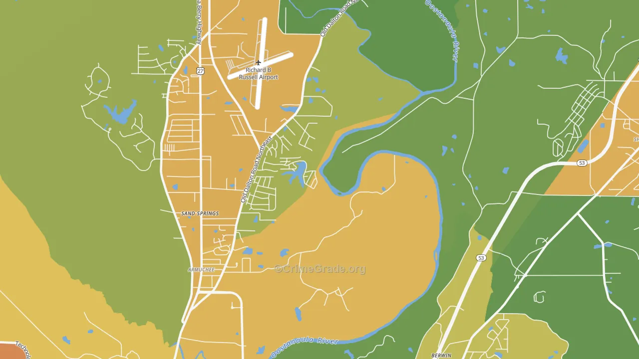 Riverside, GA Map of Drug-Related Crime Rates