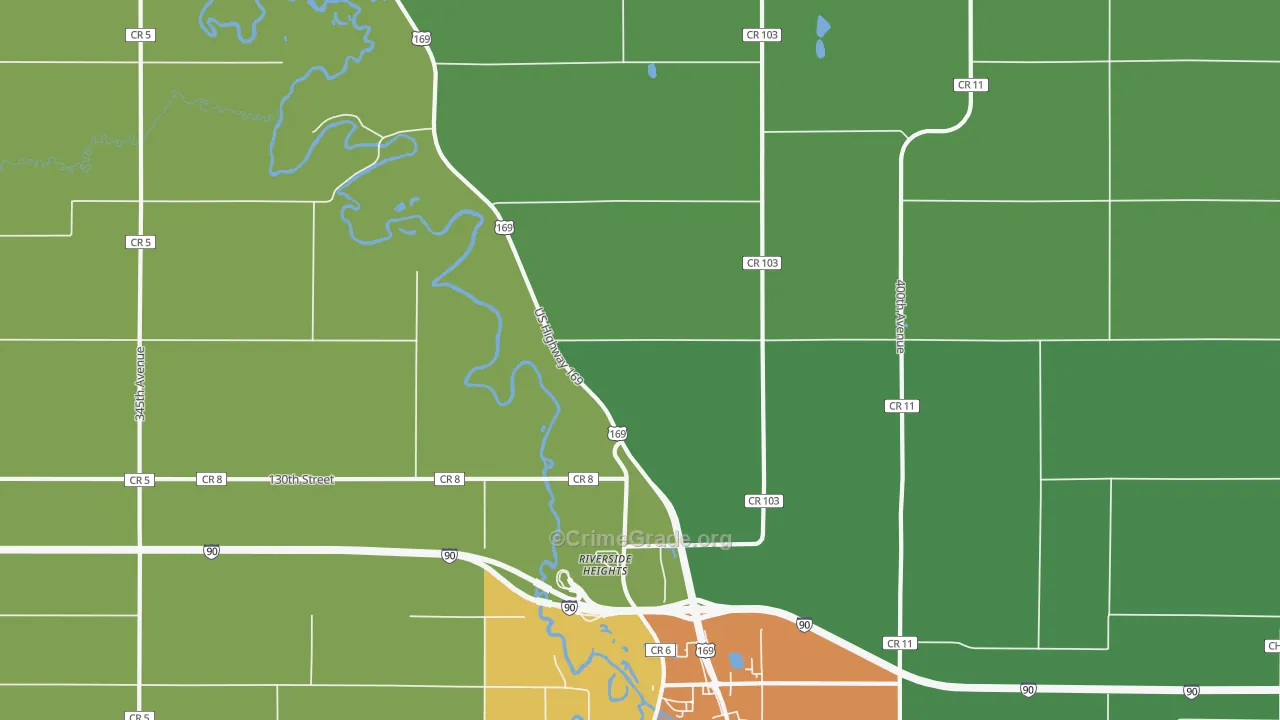 Riverside Heights, MN Map of Drug-Related Crime Rates
