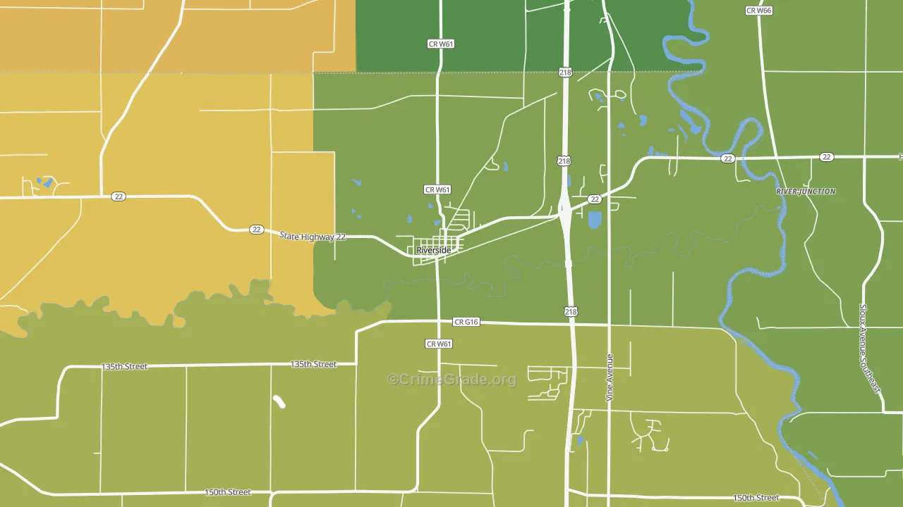 Riverside, IA Map of Drug-Related Crime Rates