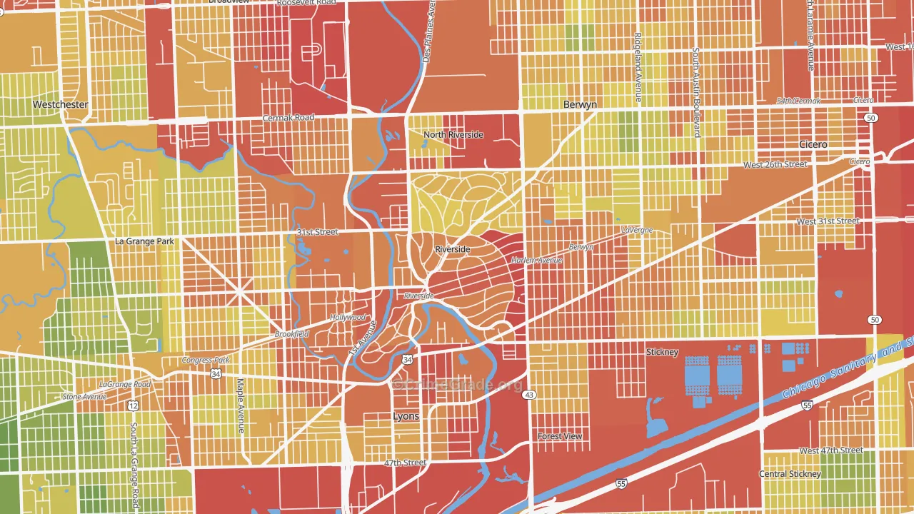 Riverside, IL Map of Drug-Related Crime Rates