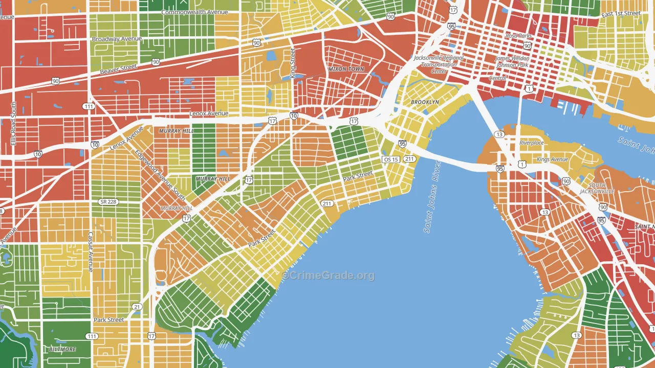Riverside, Jacksonville, FL Map of Drug-Related Crime Rates