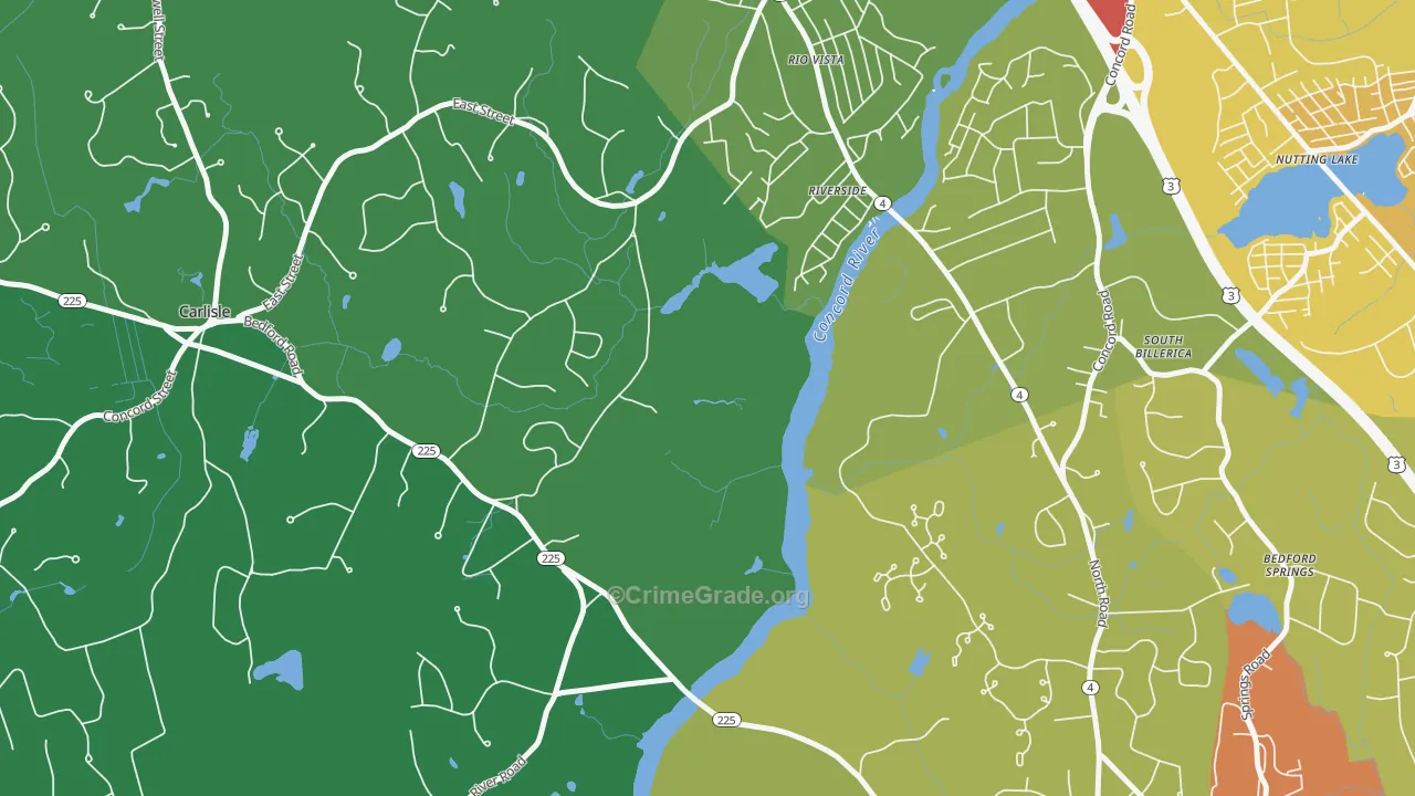 Riverside, MA Map of Drug-Related Crime Rates