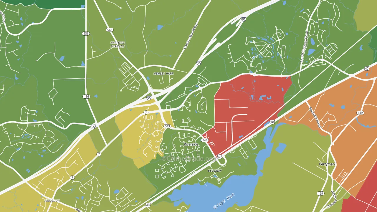 Riverside, MD Map of Drug-Related Crime Rates