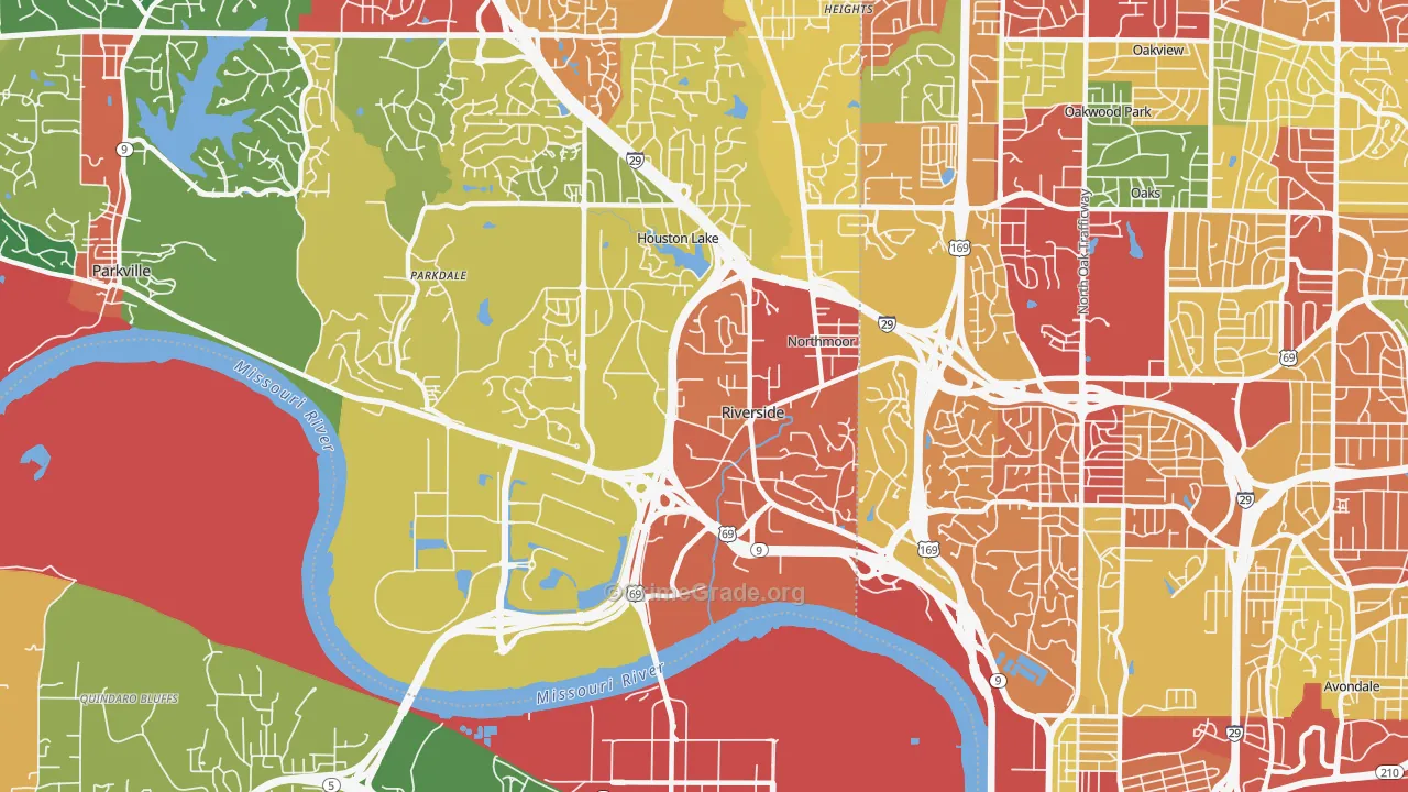 Riverside, MO Map of Drug-Related Crime Rates