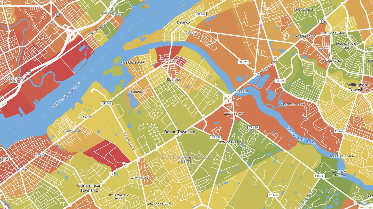 Riverside, NJ Map of Drug-Related Crime Rates