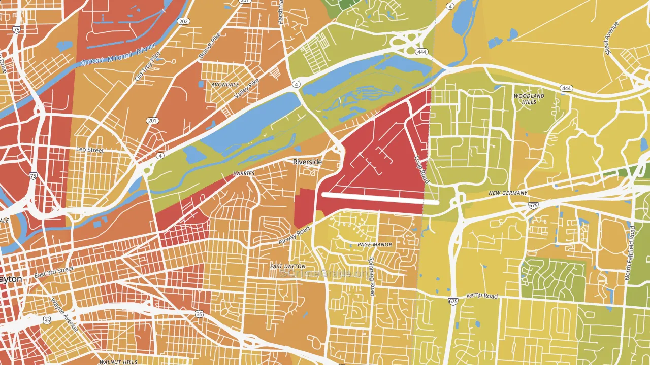 Riverside, OH Map of Drug-Related Crime Rates