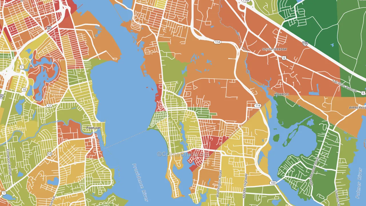 Riverside, RI Map of Drug-Related Crime Rates