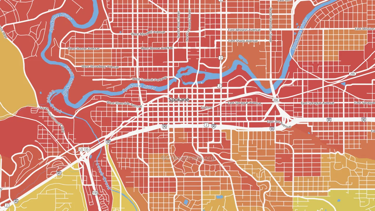 Riverside, Spokane, WA Map of Drug-Related Crime Rates