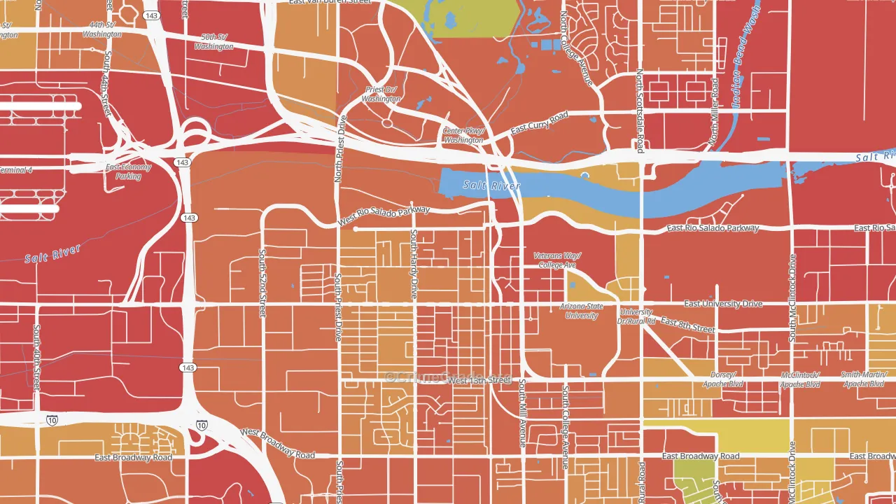 Riverside, Tempe, AZ Map of Drug-Related Crime Rates