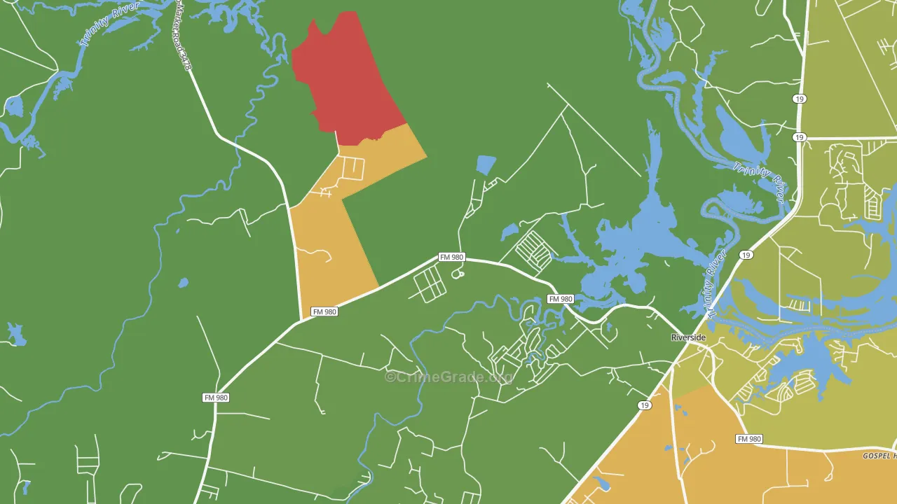 Riverside, TX Map of Drug-Related Crime Rates