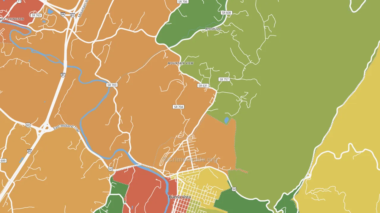 Riverside, VA Map of Drug-Related Crime Rates