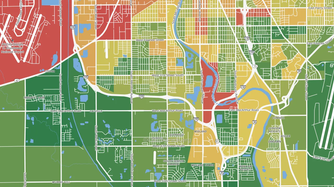 Riverside, Wichita, KS Map of Drug-Related Crime Rates
