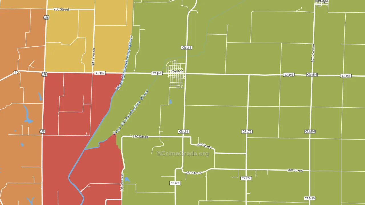 Riverton, IA Map of Drug-Related Crime Rates