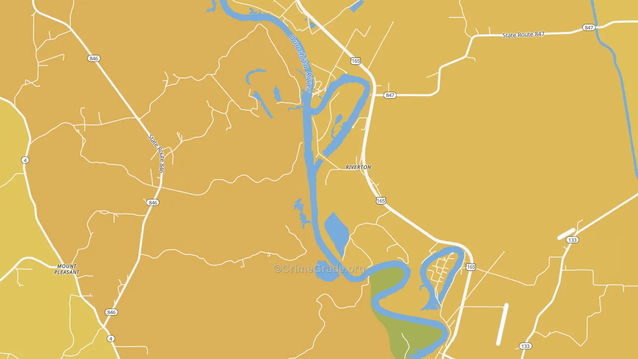 Riverton, LA Map of Drug-Related Crime Rates