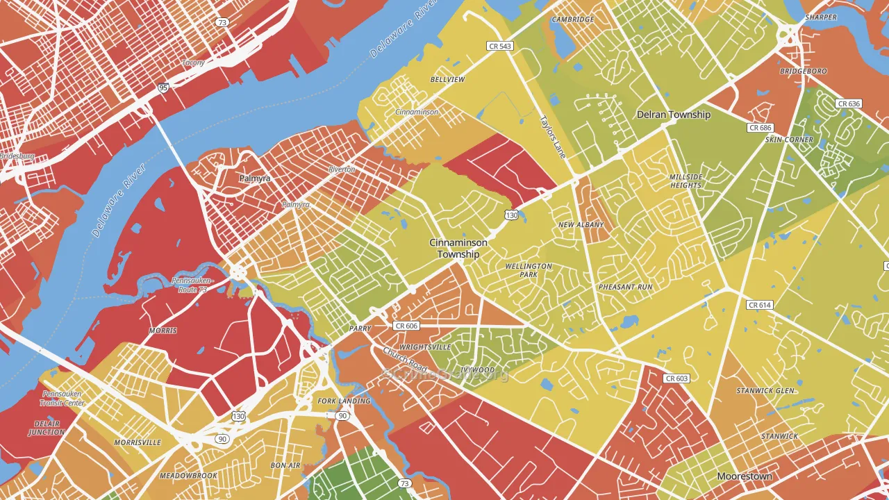 Riverton, NJ Map of Drug-Related Crime Rates