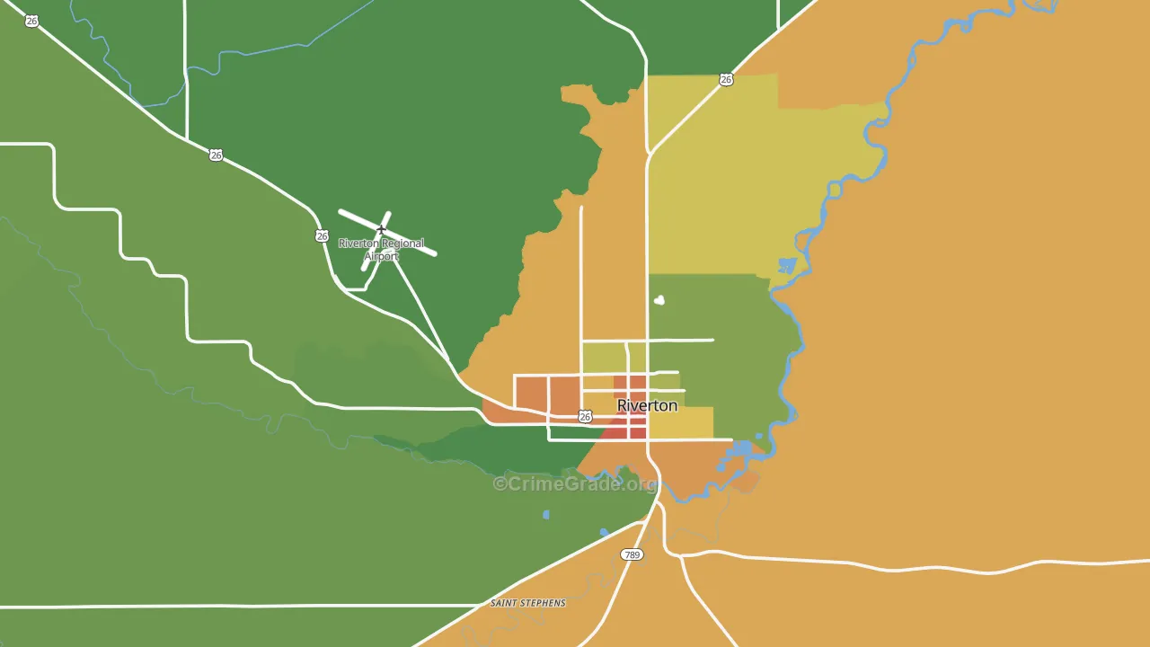 Riverton, WY Map of Drug-Related Crime Rates