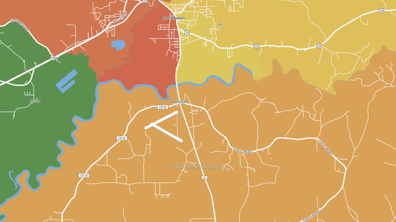 Riverview, AL Map of Drug-Related Crime Rates