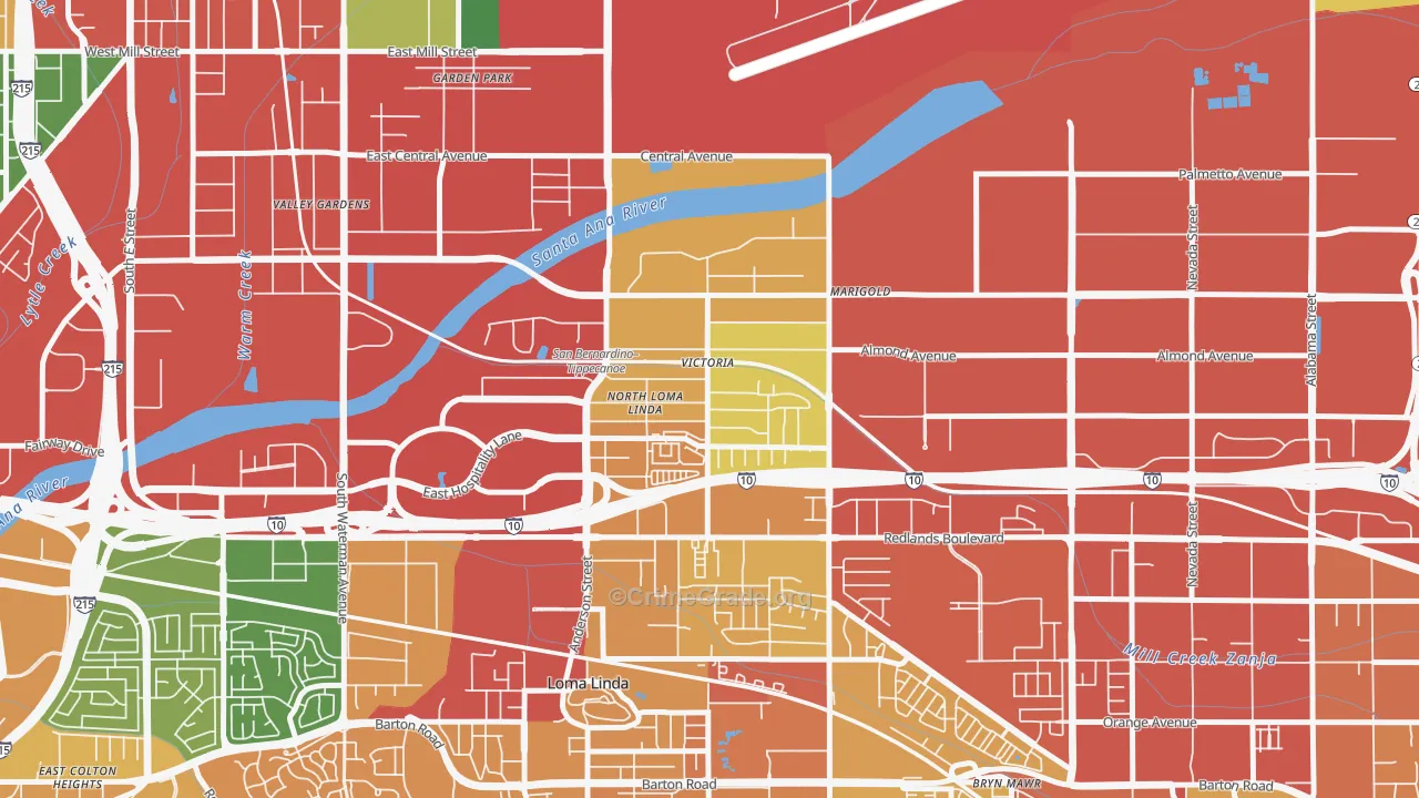 Riverview, San Bernardino, CA Map of Drug-Related Crime Rates