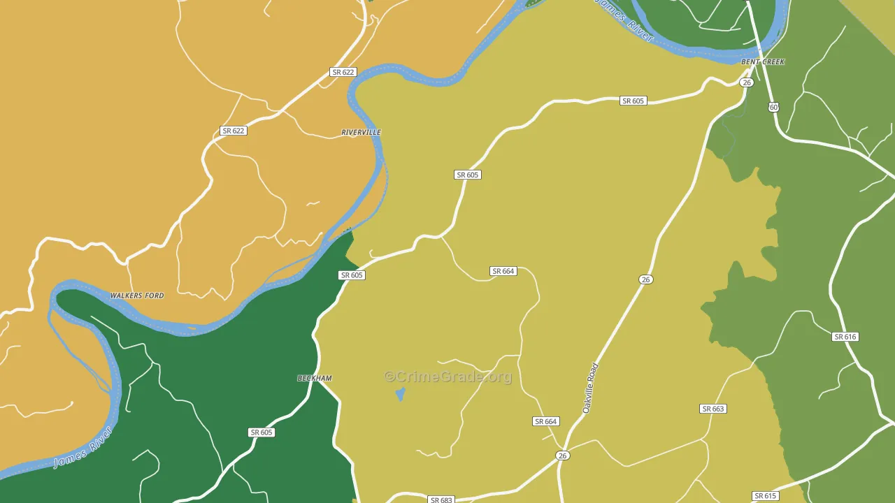 Riverville, VA Map of Drug-Related Crime Rates