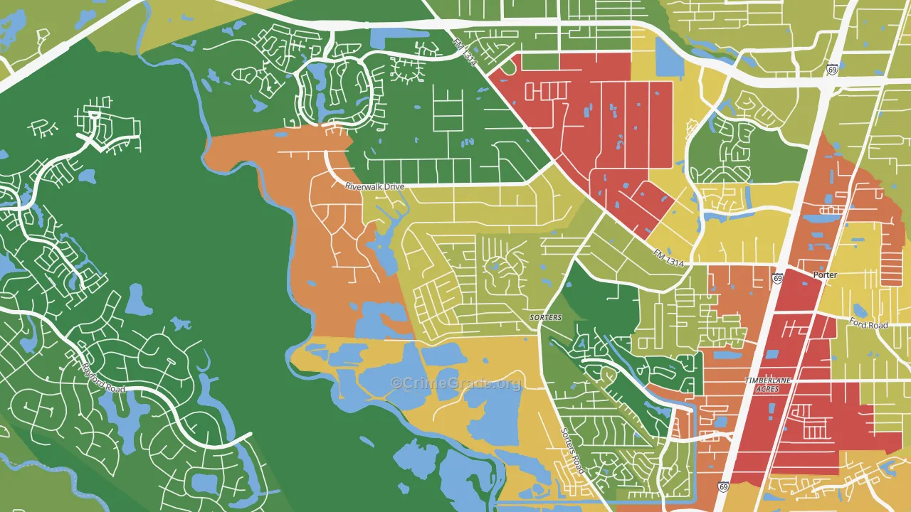 Riverwalk, Porter, TX Map of Drug-Related Crime Rates