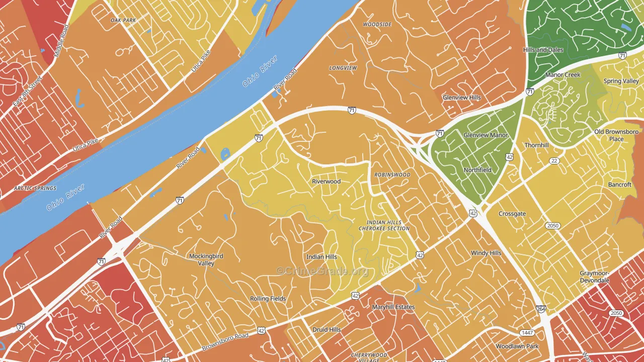 Riverwood, KY Map of Drug-Related Crime Rates