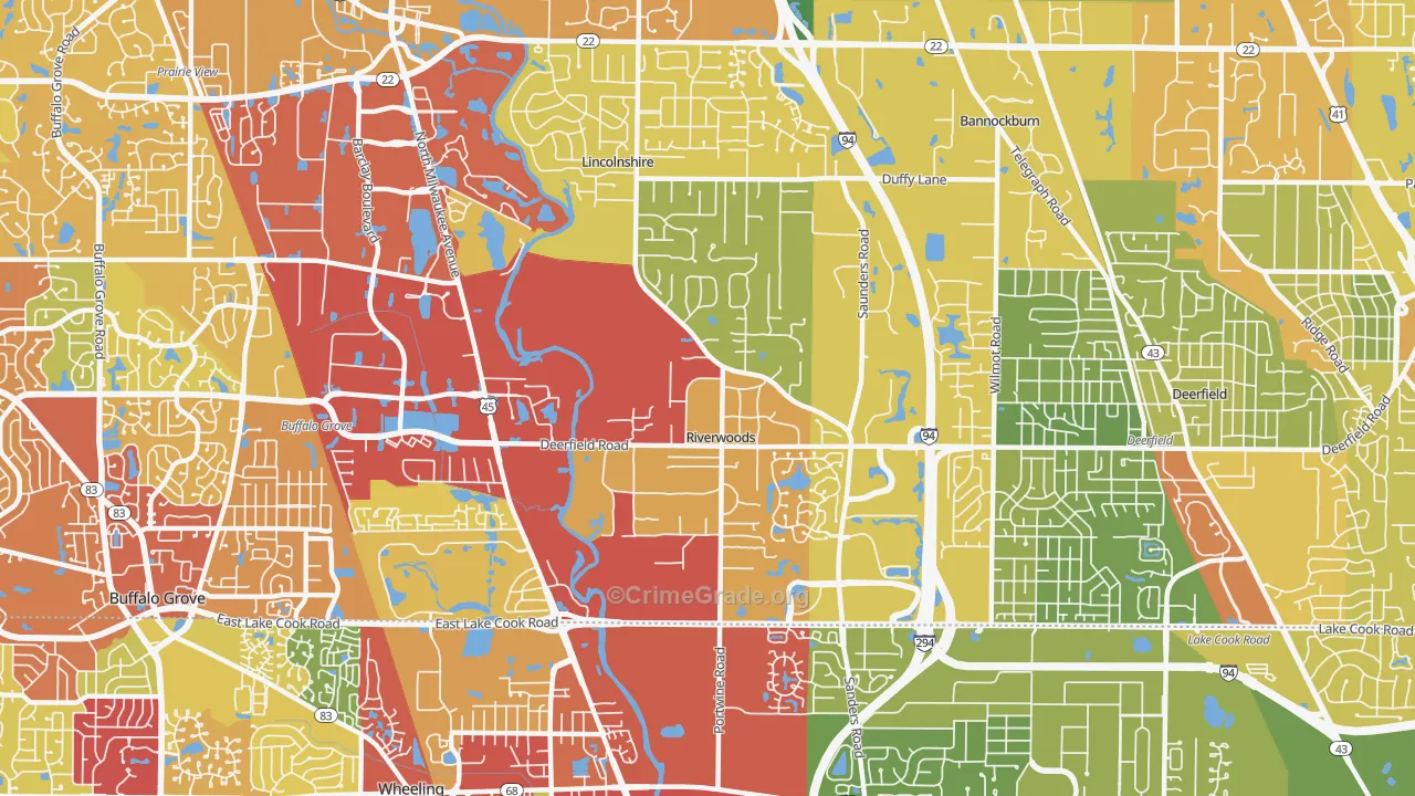 Riverwoods, IL Map of Drug-Related Crime Rates