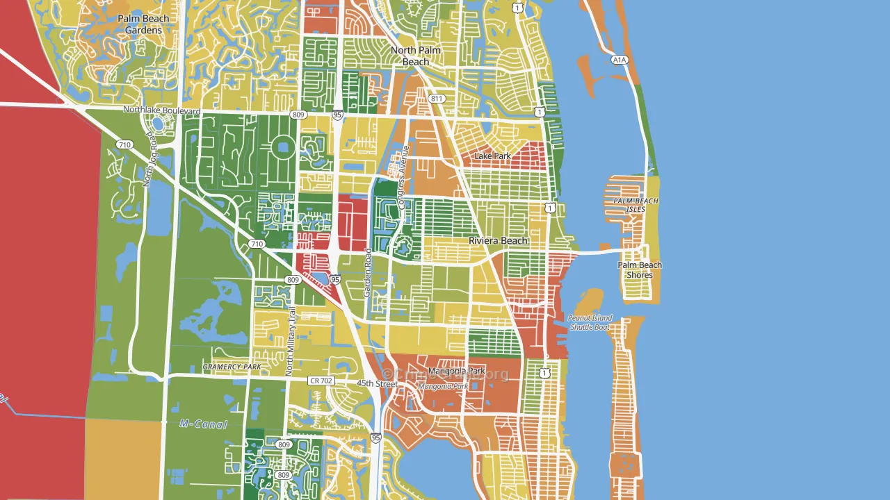 Riviera Beach, FL Map of Drug-Related Crime Rates