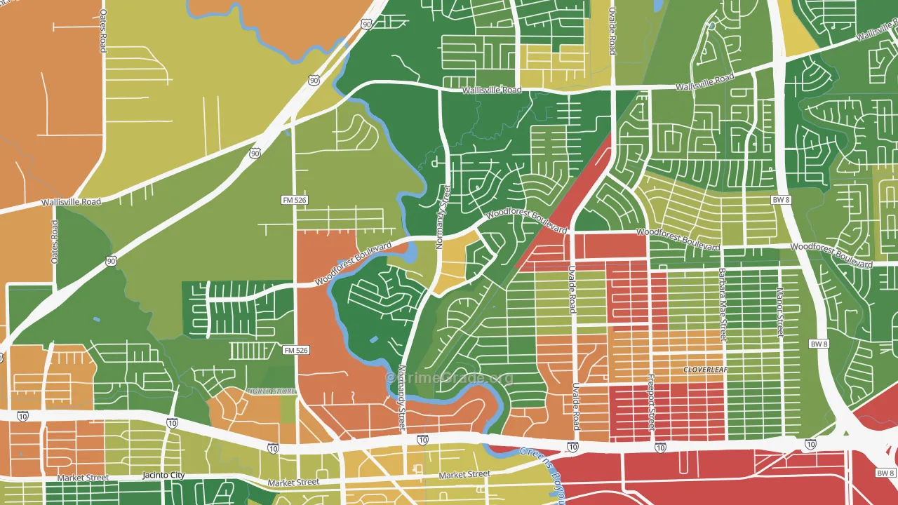 Riviera East, Houston, TX Map of Drug-Related Crime Rates
